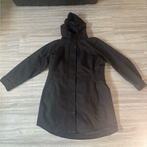 Athleta Rainout Sutro Long Trench Coat -Size XL - Black